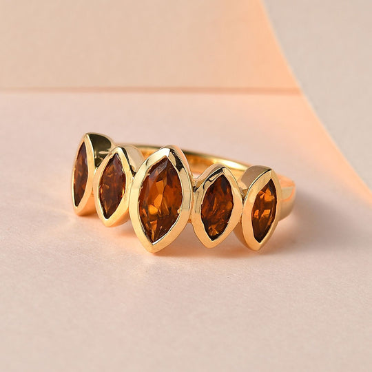 AA Madeira Citrin Ring, 925 Silber vergoldet, ca. 1.36 ct
