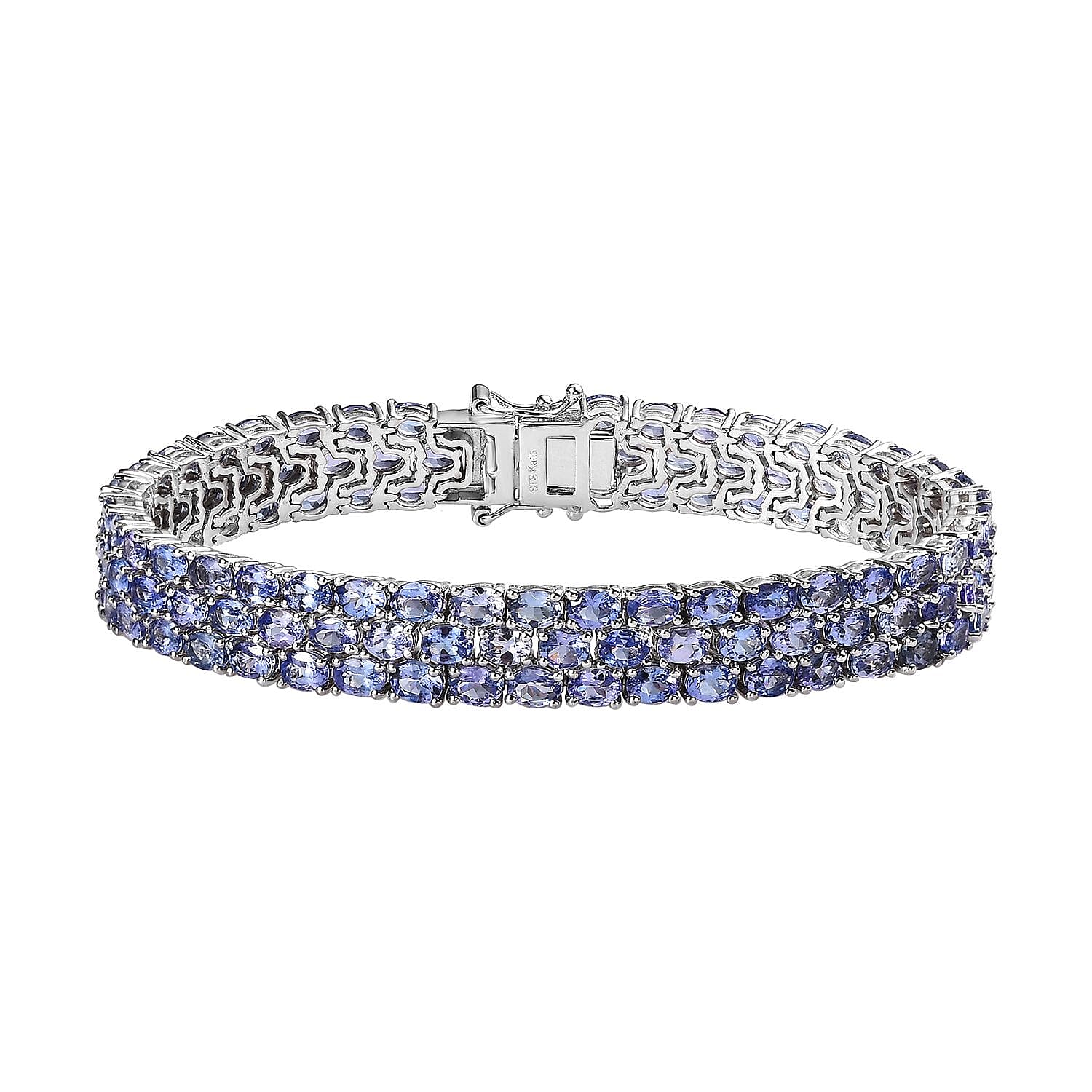 AB + Tansanit Armband ca. 18.5 cm Nickelfreies Messing platiniert ca. 21.00 ct