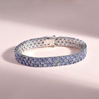 AB + Tansanit Armband ca. 18.5 cm Nickelfreies Messing platiniert ca. 21.00 ct