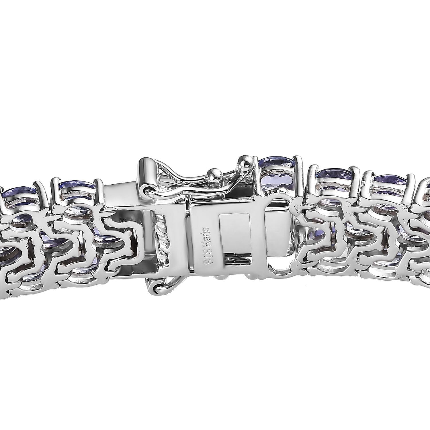 AB + Tansanit Armband ca. 18.5 cm Nickelfreies Messing platiniert ca. 21.00 ct