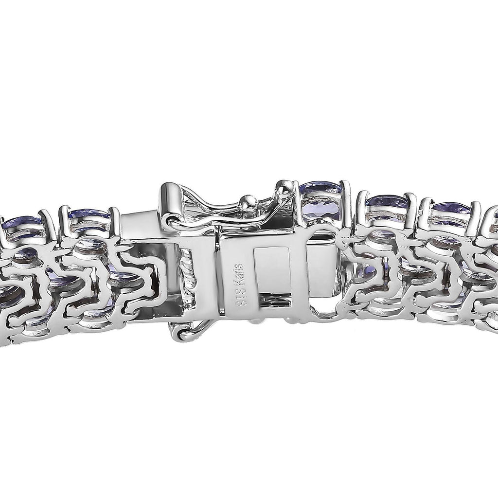 AB + Tansanit Armband ca. 18.5 cm Nickelfreies Messing platiniert ca. 21.00 ct