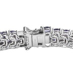 AB + Tansanit Armband ca. 18.5 cm Nickelfreies Messing platiniert ca. 21.00 ct