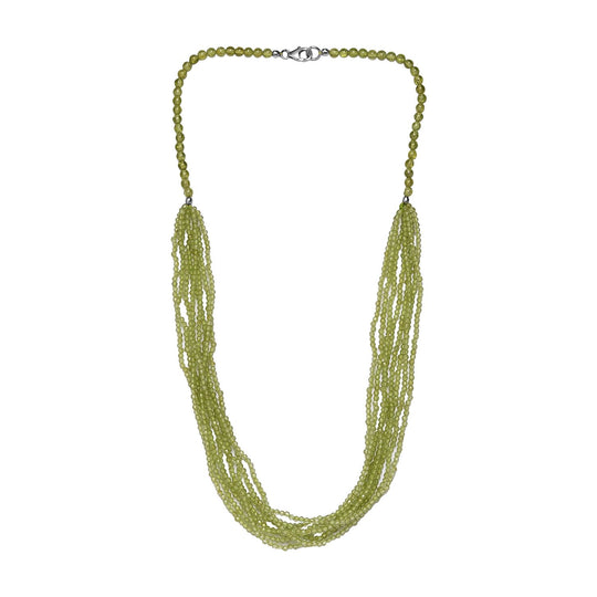 Natürliche Peridot mehrsträngige Halskette, ca. 50 cm, 925 Silber ca. 100.00 ct