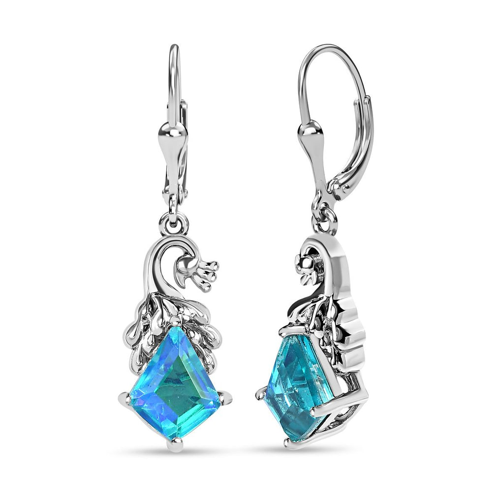 Paraiba Pfau Quarz Triplette  Ohrringe, 925 Silber platiniert, ca. 4.70 ct