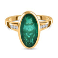 Smaragd-Quarz-Triplette, weißer Zirkon Ring, 925 Silber Gelbgold Vermeil (Größe 16.00) ca. 3.85 ct