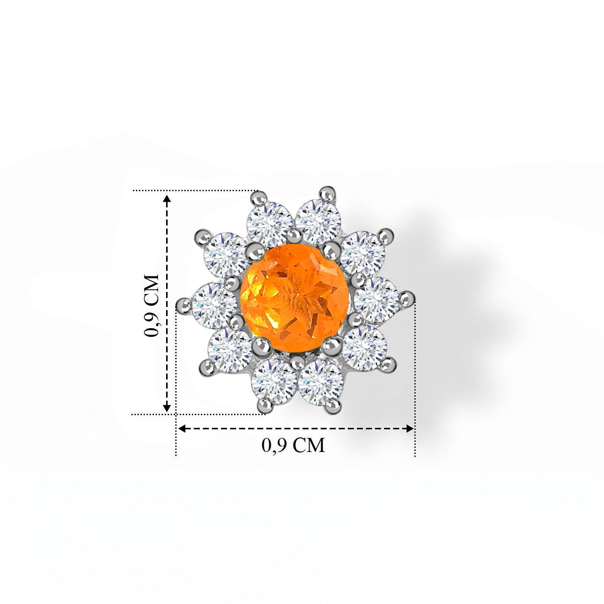 Feueropal, Weißer Zirkon Ohrringe 925 Silber ca. 0.96 ct