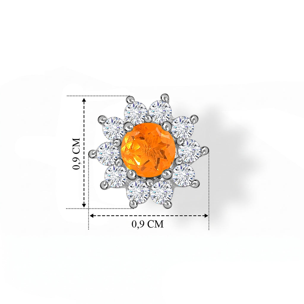 Feueropal, Weißer Zirkon Ohrringe 925 Silber ca. 0.96 ct