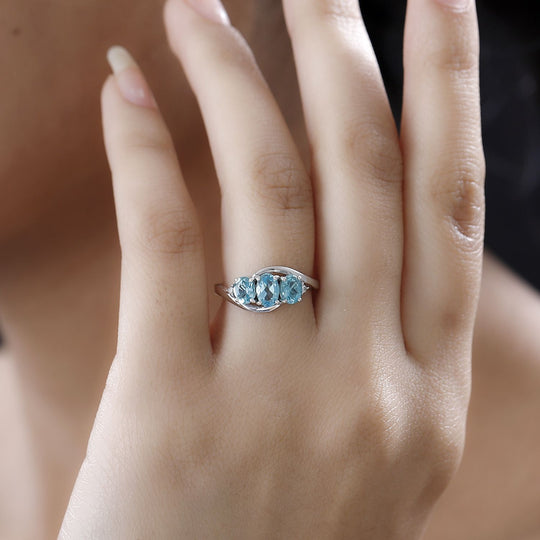 Minz Apatit Ring, 925 Silber platiniert ca. 1.31 ct