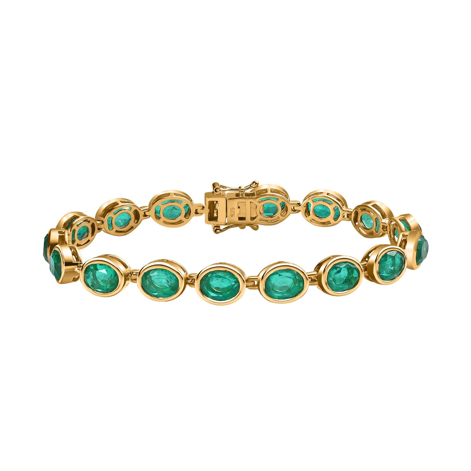 Smaragd-Triplette-Quarz Armband ca. 19 cm 925 Silber vergoldet ca. 24.86 ct