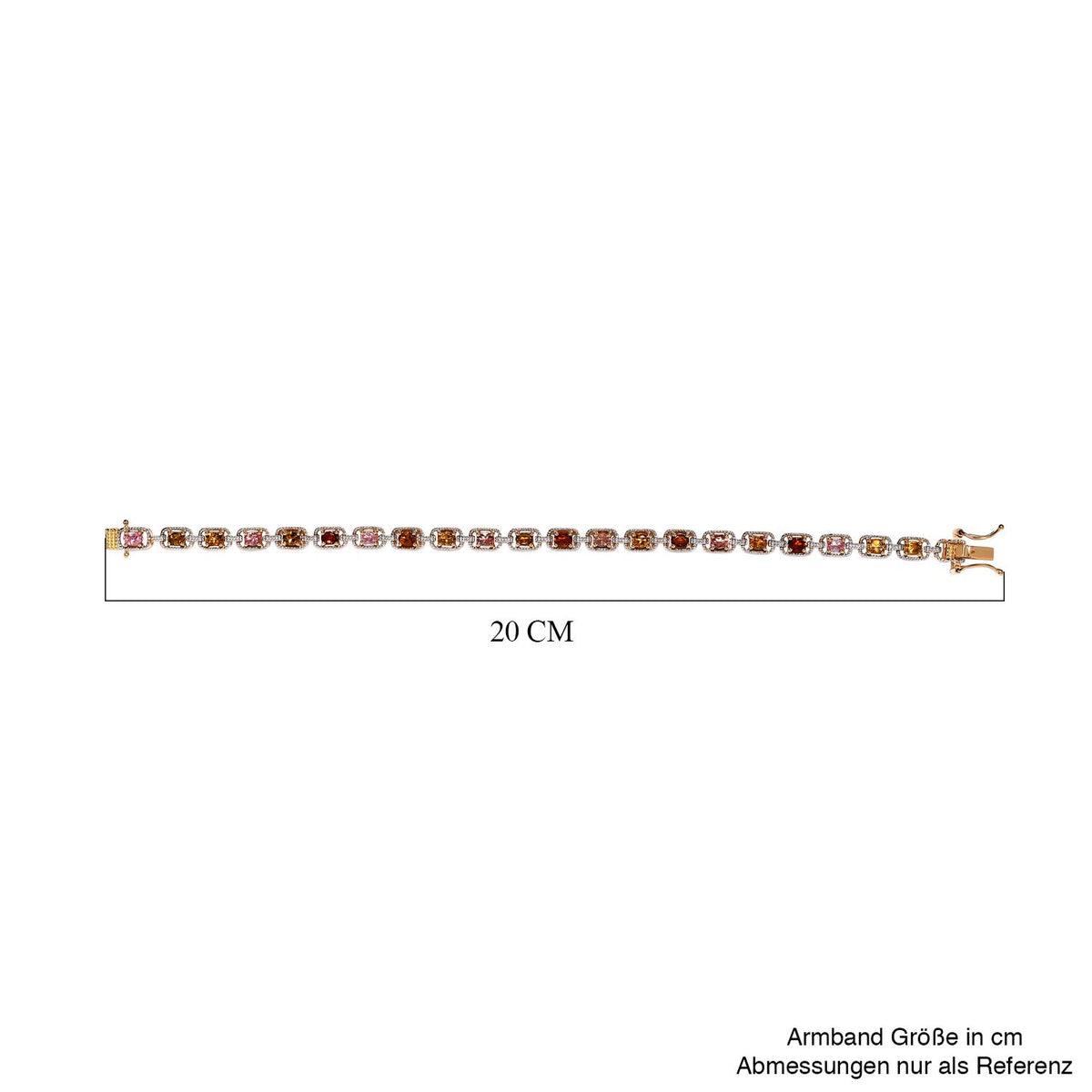 Mehrfarbiges Turmalin Armband, ca. 19 cm, 925 Silber vergoldet, ca. 3.70 ct