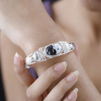Weißer Büffel Armreif ca. 19 cm 925 Silber ca. 12.83 ct