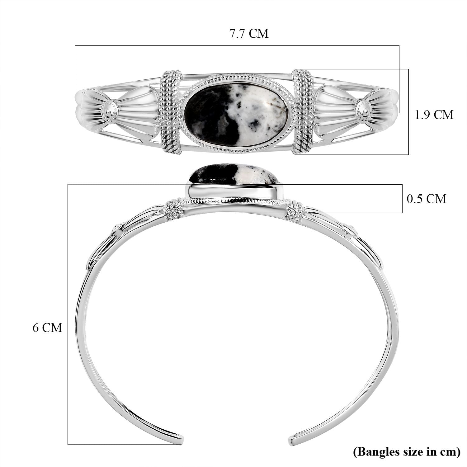 Weißer Büffel Armreif ca. 19 cm 925 Silber ca. 12.83 ct