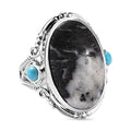 Weißer Büffel, Sleeping Beauty Türkis Ringe 925 Silber (Größe 16.00) ca. 12.84 ct