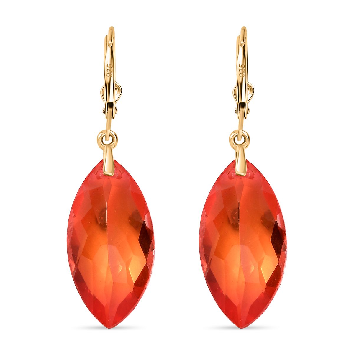 AAA Padparadscha Quarz Triplette Ohrringe, 925 Silber vergoldet ca. 27.37 ct