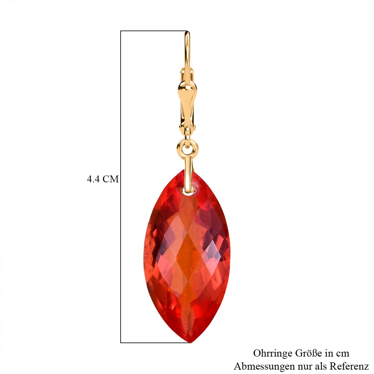 AAA Padparadscha Quarz Triplette Ohrringe, 925 Silber vergoldet ca. 27.37 ct
