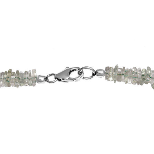 Grüner Amethyst Halskette, ca. 50 cm, 925 Silber, ca. 137.00 ct