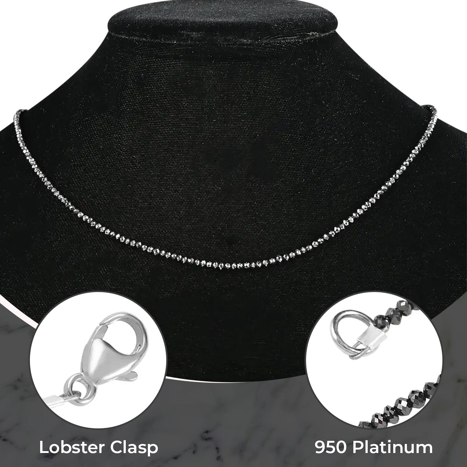 Rhapsody Schwarzer Diamant AAAA Halskette ca. 45 cm 950 Platin ca. 24,00 ct.