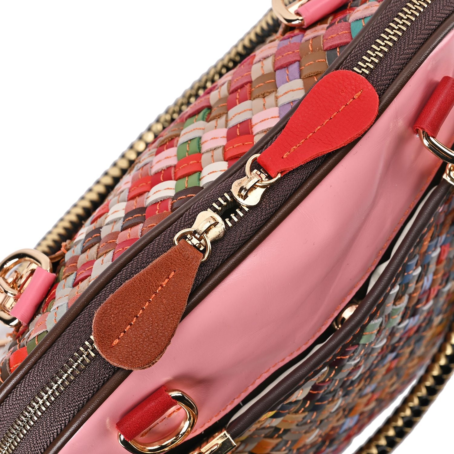 Chaos by Elsie - 100% Echtleder gewebter Tasche mit RFID schutz, 31x28x12 cm, Gewebt