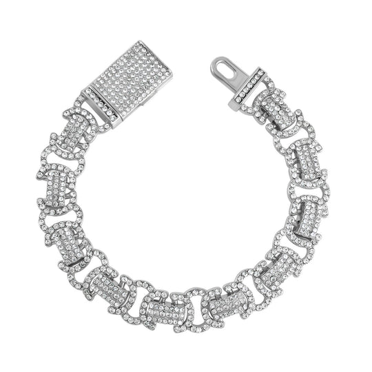 Weißer Kristall Armband, ca. 20 cm, silberfarben