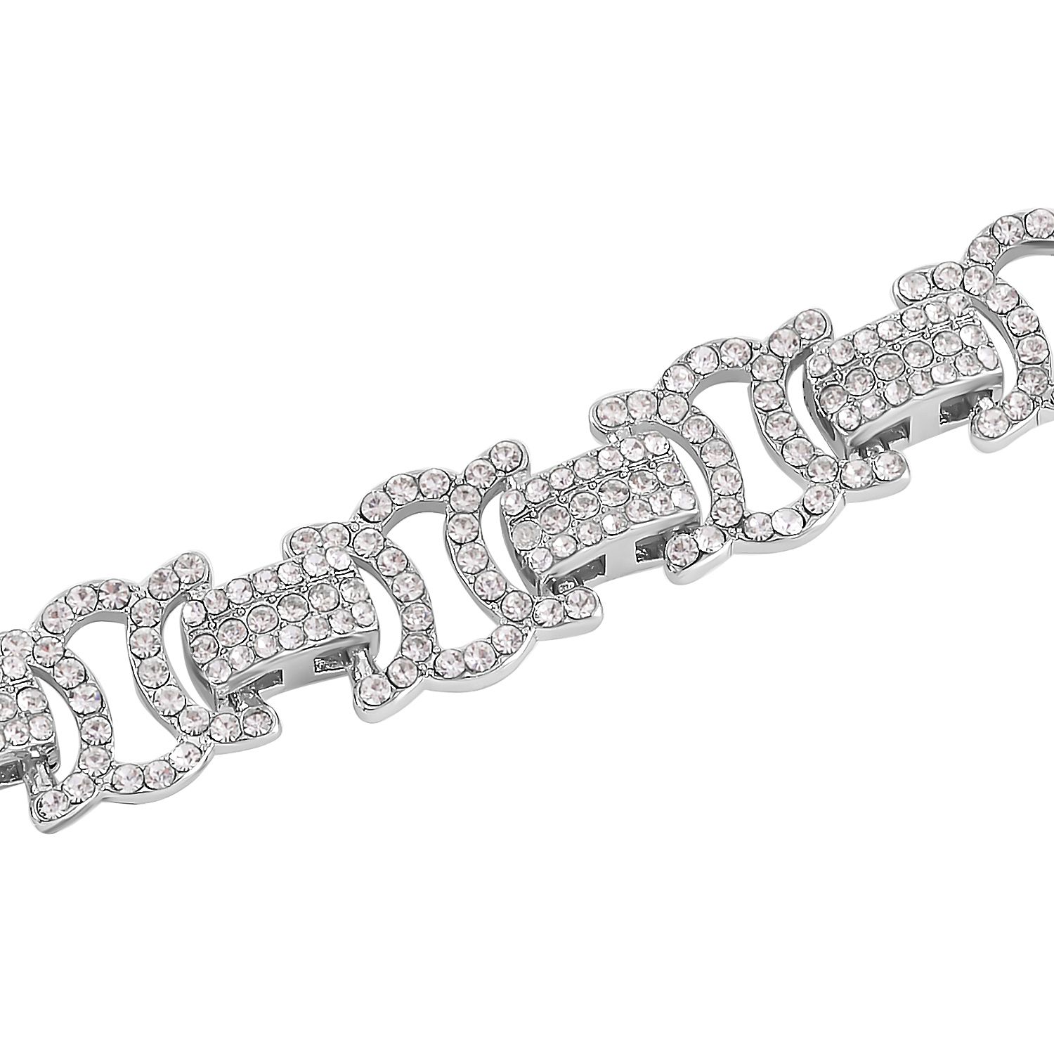 Weißer Kristall Armband, ca. 20 cm, silberfarben