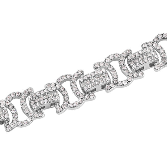 Weißer Kristall Armband, ca. 20 cm, silberfarben