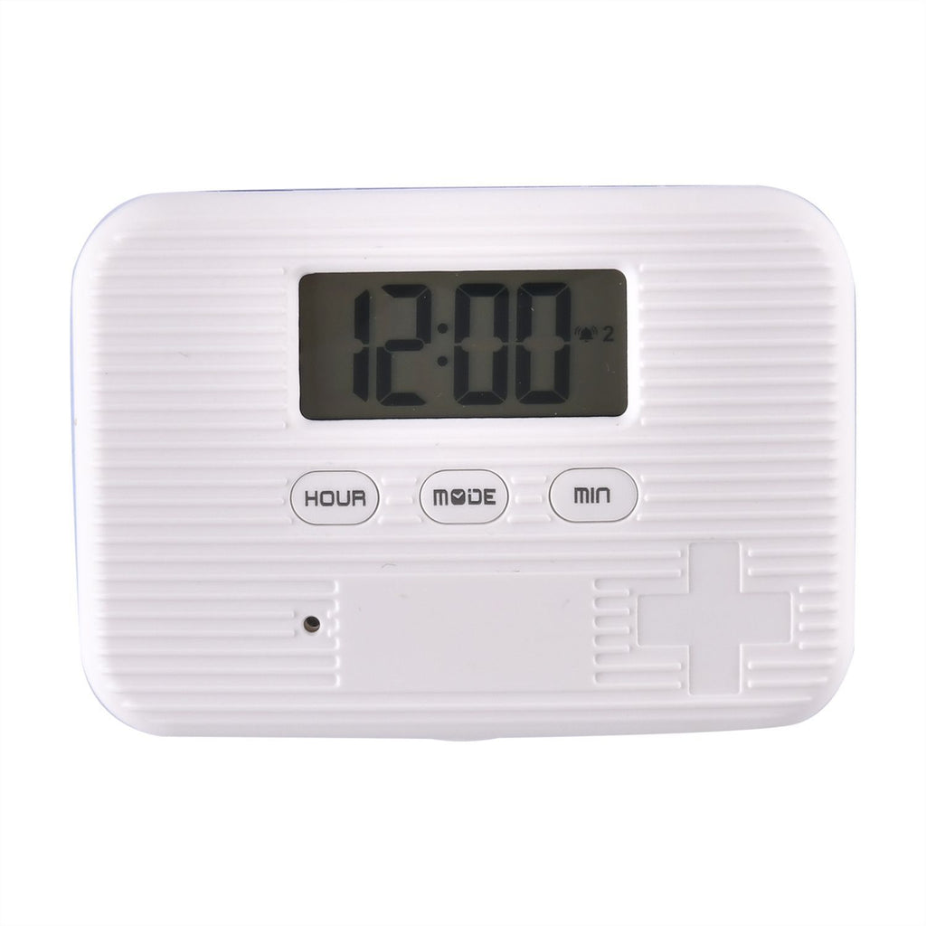 6-Fach Pillendose mit Timer, 9.5x6.5x2cm, Weiß