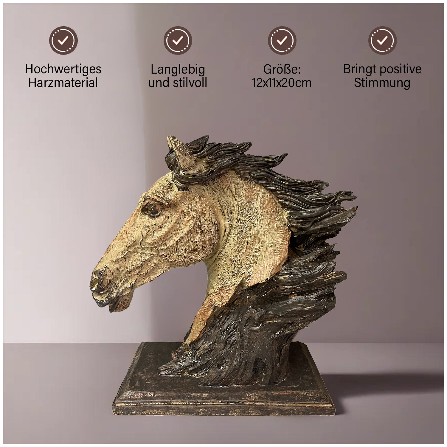 Harz Home Dekor, 15.5x13x25.5cm, Pferd