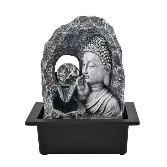 Haus & Garten Wasserbrunnen mit Licht, 23x17.5x28.5 cm, flüsternder Buddha