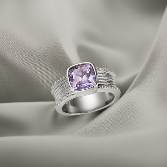 Rosa Amethyst Ring, Edelstahl ca. 2.08 ct