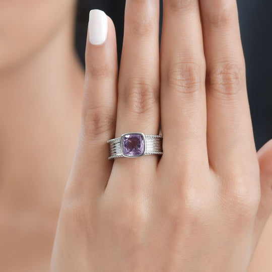 Rosa Amethyst Ring, Edelstahl ca. 2.08 ct