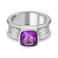 Afrikanischer Amethyst Ring, Edelstahl (Größe 16.00) ca. 2.69 ct