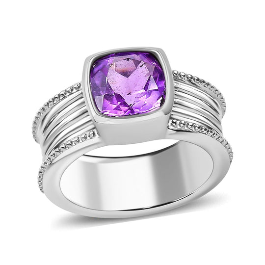 Afrikanischer Amethyst Ring, Edelstahl ca. 2.69 ct