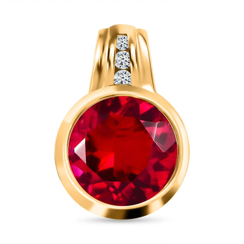 Magenta Rosa Quarz Triplette, weißer Zirkon Anhänger, 925 Silber vergoldet ca. 5.24 ct
