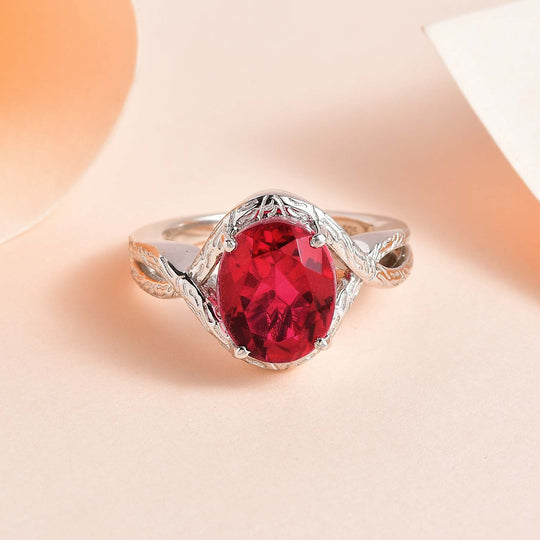 Magenta Rosa Quarz Triplette Ring, 925 Silber platiniert ca. 4.01 ct