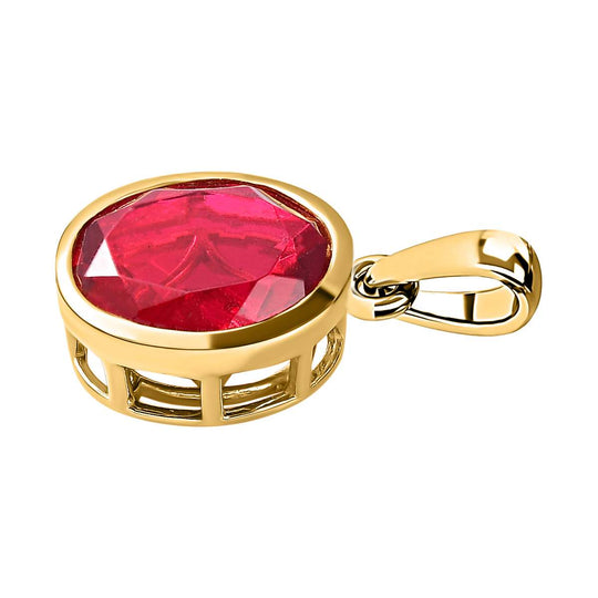 Magenta Rosa Quarz Triplette Anhänger, 925 Silber vergoldet ca. 5.25 ct