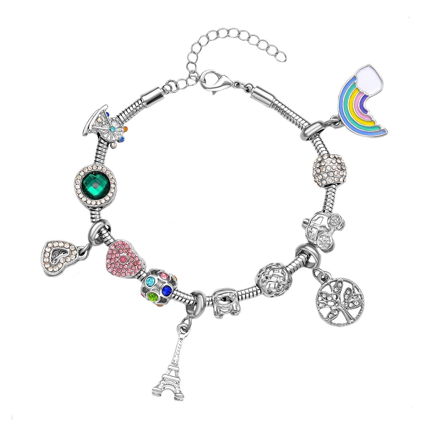 Designer Inpiriertes Schlangen-Gliederarmband mit 12 Charme