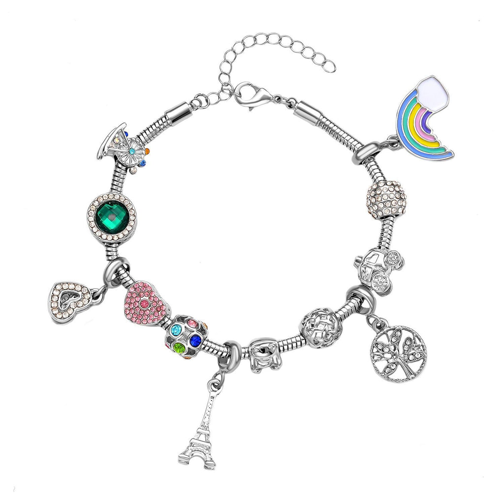 Designer Inpiriertes Schlangen-Gliederarmband mit 12 Charme