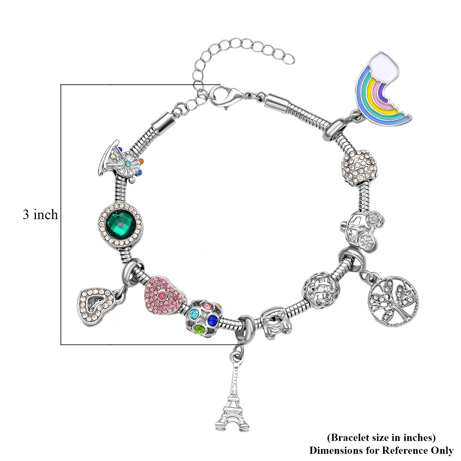 Designer Inpiriertes Schlangen-Gliederarmband mit 12 Charme