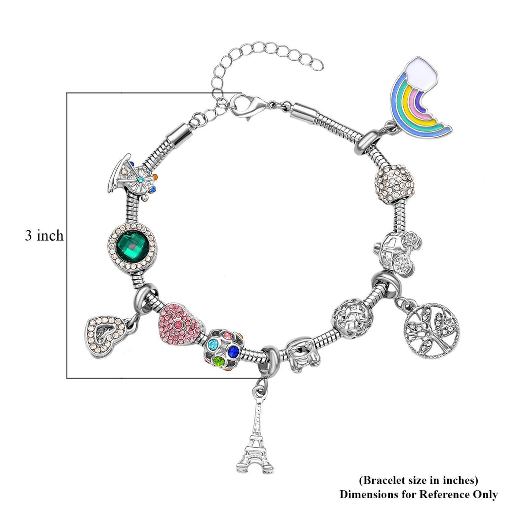 Designer Inpiriertes Schlangen-Gliederarmband mit 12 Charme
