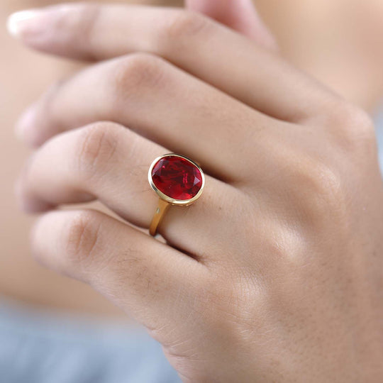 Magenta Rosa Quarz Triplette Ring, 925 Silber vergoldet ca. 5.25 ct