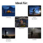2-in-1 LED-Taschenlampe, wiederaufladbar mit COB-Licht: Drei Modi, Zoom, wasserdicht, rutschfest. 1200mAh Akku, USB-C. 9,5x10,2x2,8 cm
