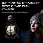 Tragbare Campinglaterne mit LED Beleuchtung, 360-Grad-Abdeckung, 2 Farbtemperaturen, batteriebetrieben