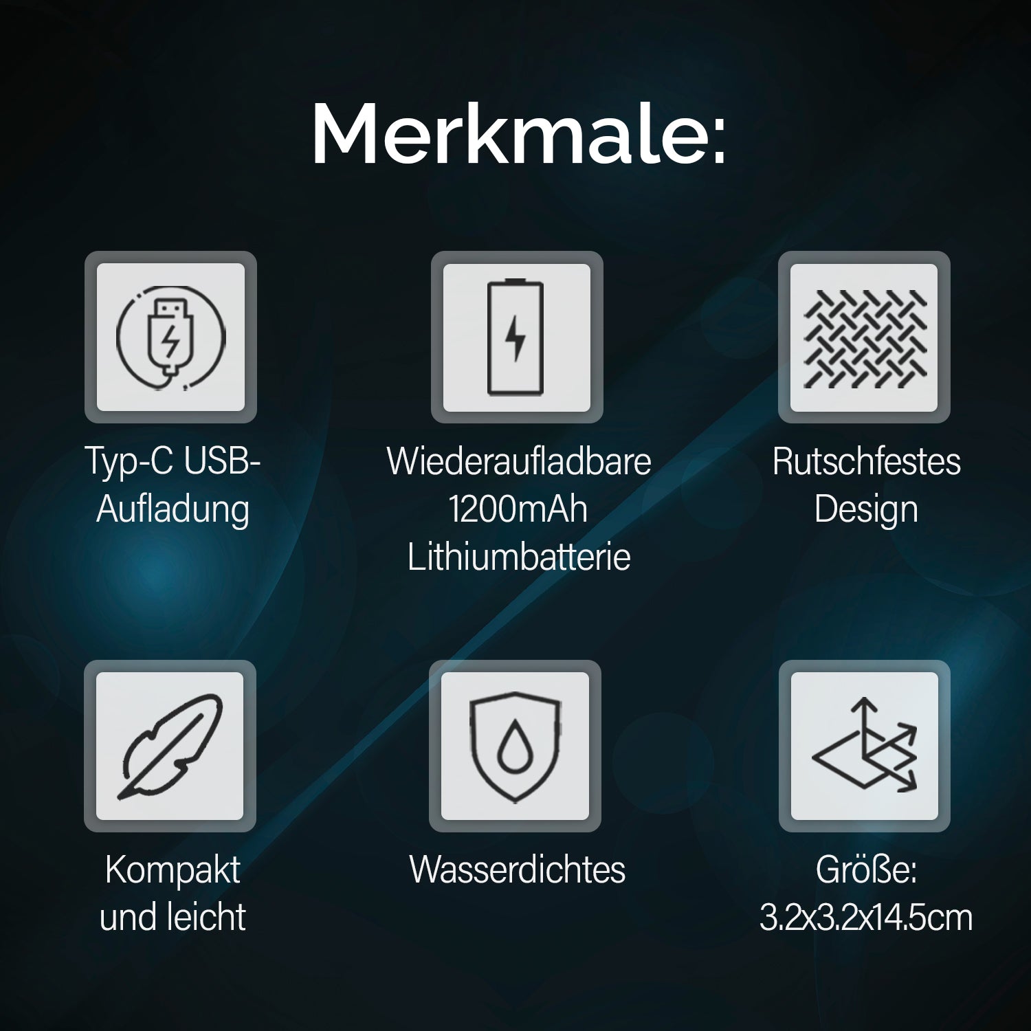 Wiederaufladbare Taschenlampe  mit drehbarem LED-Kopf mit 3 Beleuchtungsmodi