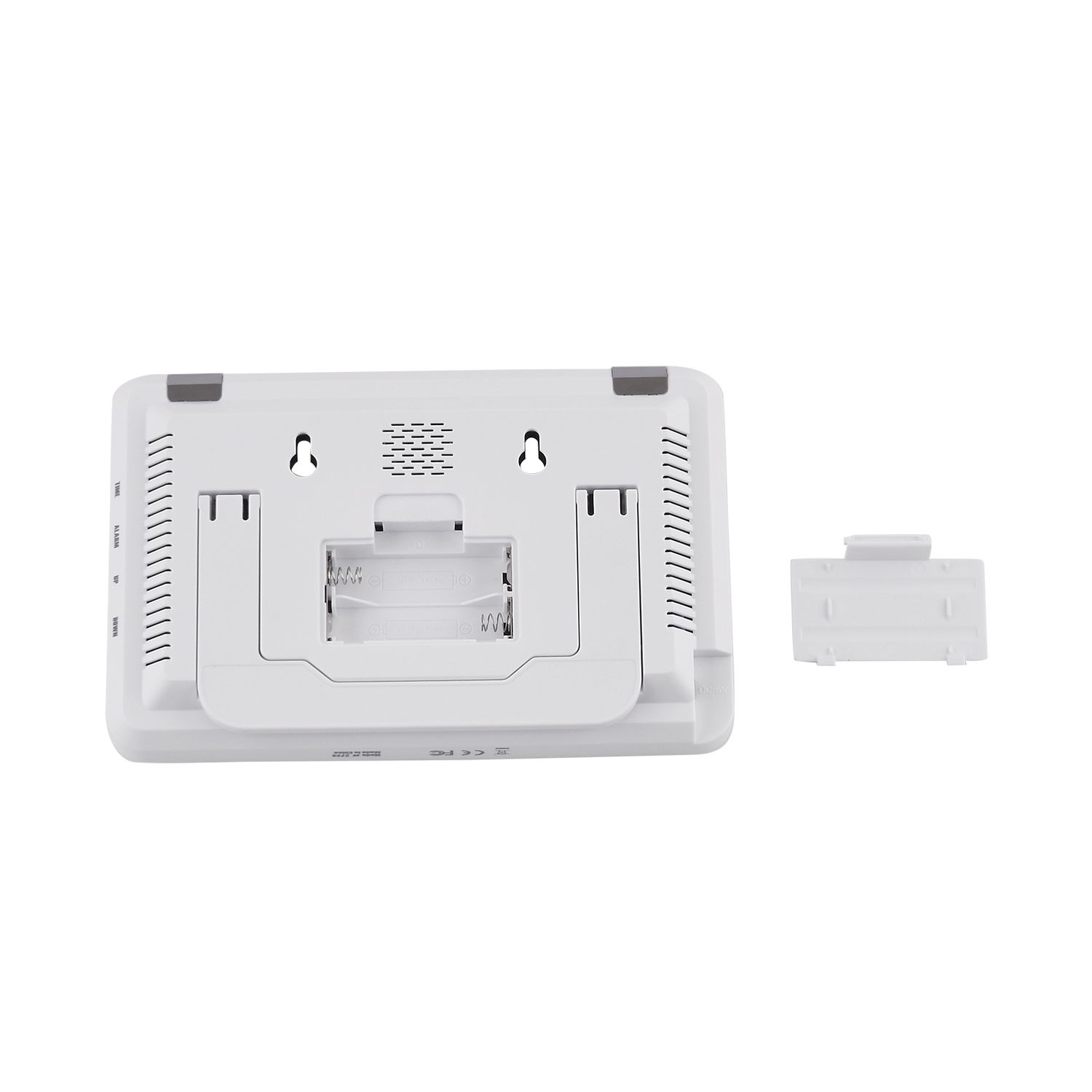 Multifunktionale Wetterstation mit Wecker, Musik, Raum- und Körpertemperatur, Luftfeuchtigkeitssensor, 19.2x12.3x2.8cm, weiß