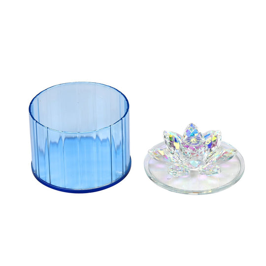 Deko Vorratsglas aus Kristallglas mit Lotusblüte Deckel,10x10x10cm, blau