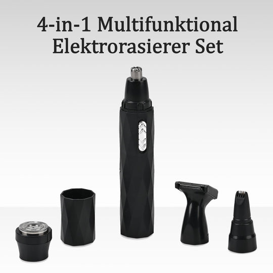 4-in-1 Multifunktional Elektrorasierer Set, 12.8 x 2.6 x 2.6 cm, schwarz