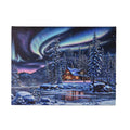 Winterdruck auf Leinwand mit LED und Glasfaserlicht