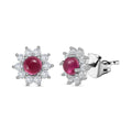 Afrikanischer Rubin (Fissure gefüllt), Weißer Zirkon Ohrringe 925 Silber ca. 1.51 ct