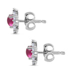 Afrikanischer Rubin (Fissure gefüllt), Weißer Zirkon Ohrringe 925 Silber ca. 1.51 ct