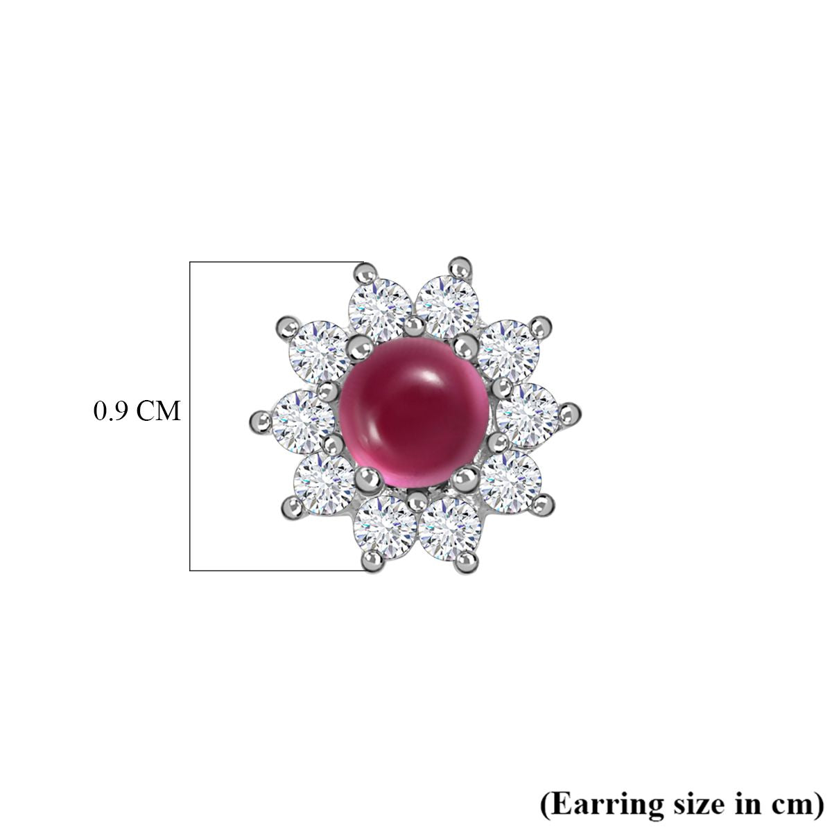 Afrikanischer Rubin (Fissure gefüllt), Weißer Zirkon Ohrringe 925 Silber ca. 1.51 ct